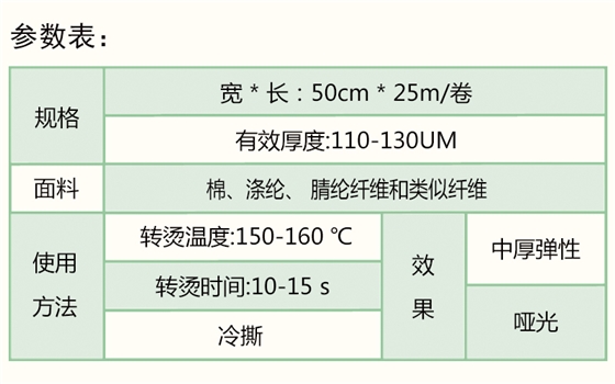 刻字膜參數(shù)表